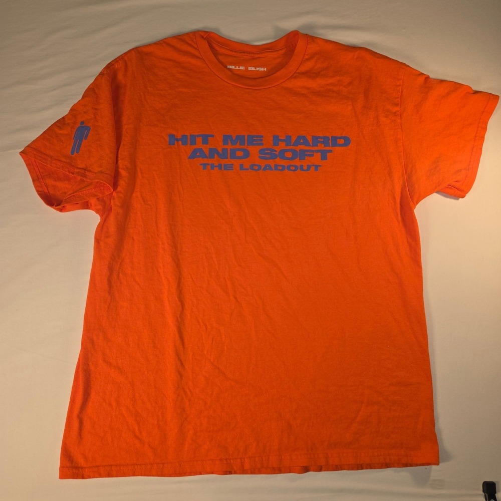 Billie Eilish Hit Me Hard And Soft Tour Local Crew T Shirt Orange Blue Size XL